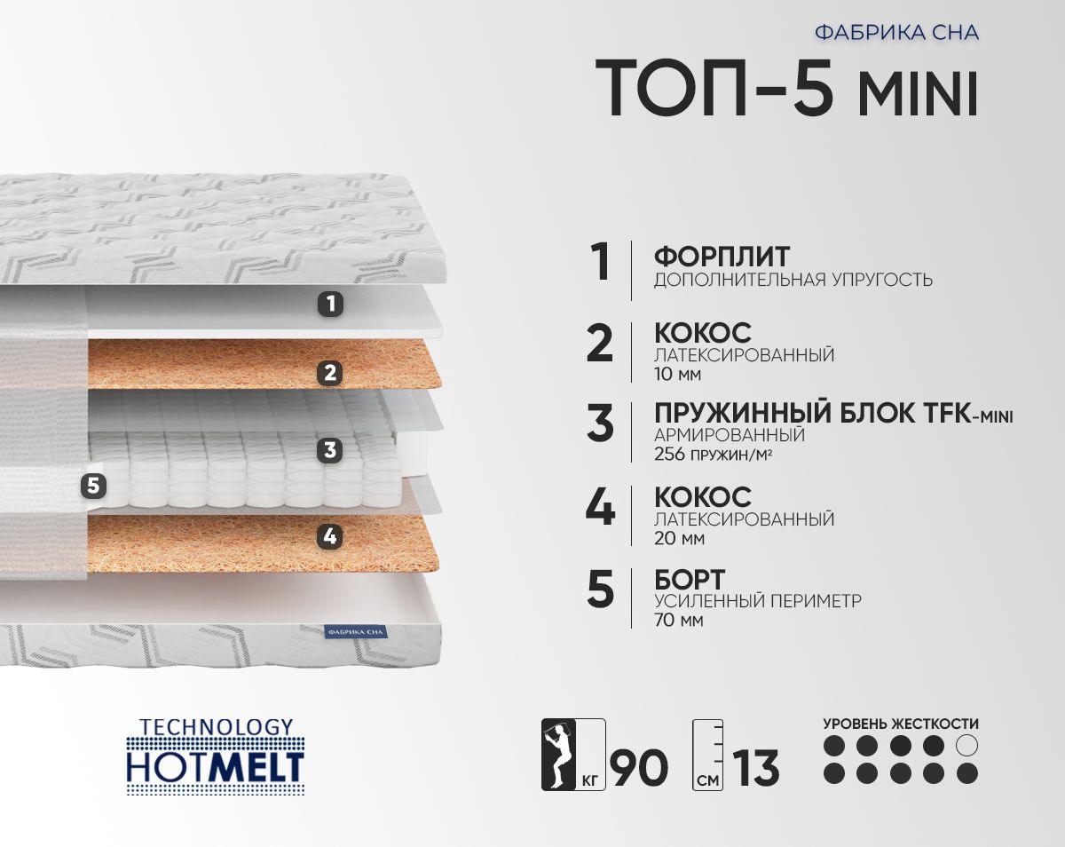 Матрас Фабрика сна Топ-5 MINI 70х200